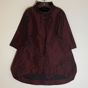 Bryn Walker Jacket Womens XS Red Black Floral Art to Wear Boxy Classy Valentines